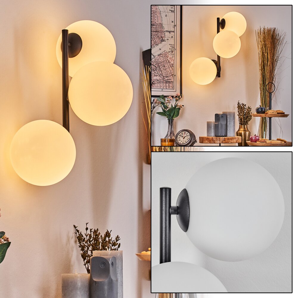 Chehalis Wandleuchte Glas 15 cm Weiß, 3-flammig main product photo