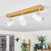 Gesteira Deckenleuchte Chrom, Holzoptik, 3-flammig