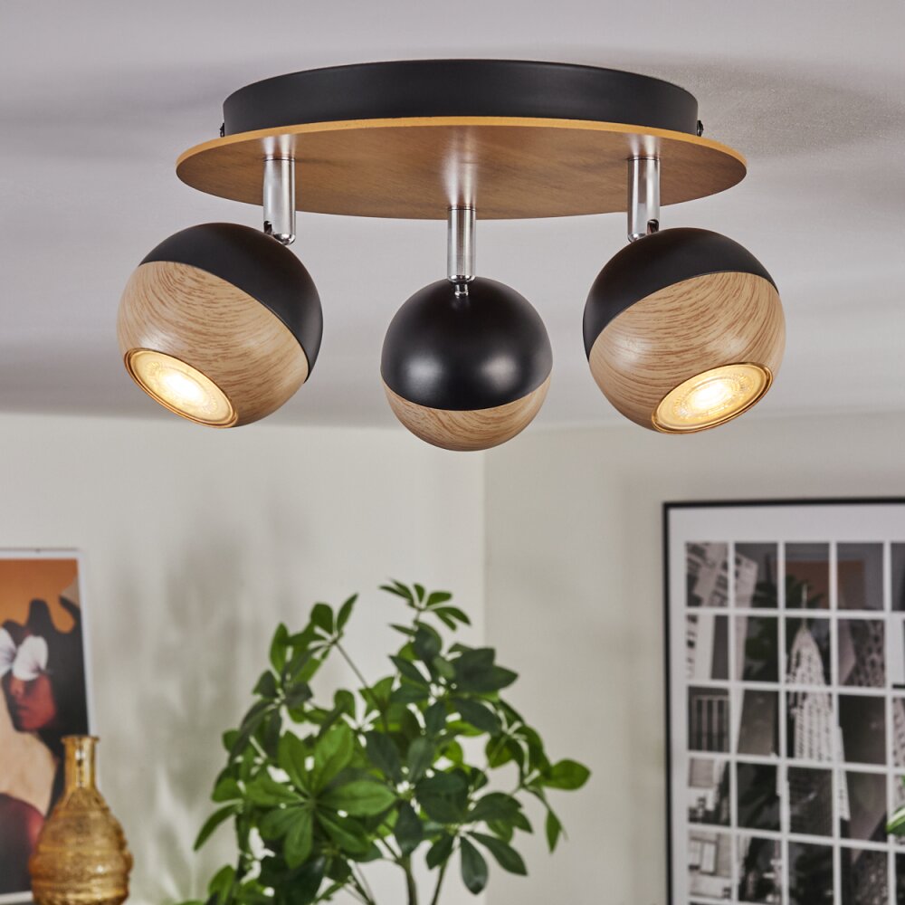 Haldor Deckenleuchte Braun, Chrom, Schwarz, 3-flammig main product photo
