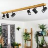 Gesteira Deckenleuchte Holzoptik, Schwarz, 6-flammig