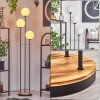 Gastor Stehleuchte Glas 15 cm Holz hell, Schwarz, 3-flammig