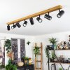 Gesteira Deckenleuchte Holzoptik, Schwarz, 8-flammig