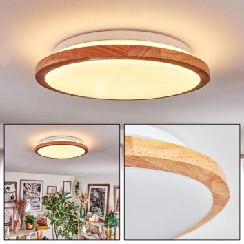 Nogueira Deckenleuchte LED Naturfarben, Weiß, 1-flammig