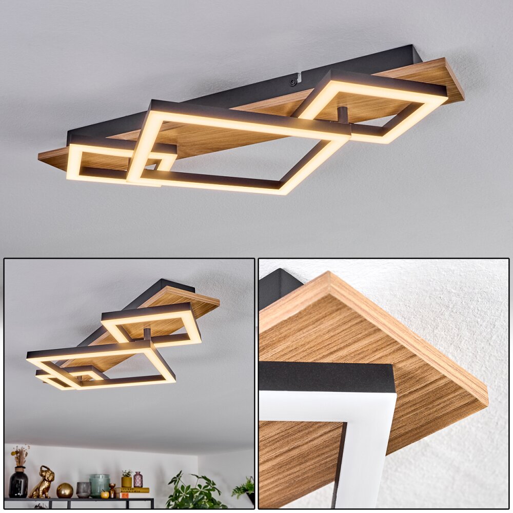 Cabanas Deckenleuchte LED Holzoptik, Schwarz, 1-flammig main product photo