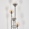 Koyoto Stehleuchte Glas 15 cm Holz dunkel, Schwarz, 4-flammig