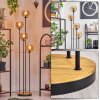 Koyoto Stehleuchte Glas 15 cm Holz dunkel, Schwarz, 4-flammig