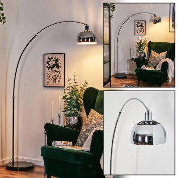 Baloca Stehleuchte 21,5 cm Chrom, Schwarz, 1-flammig