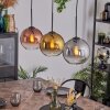 Koyoto Hängeleuchte Glas 20 cm Chrom, Gold, Klar, Kupferfarben, Rauchfarben, 3-flammig