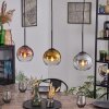 Koyoto Hängeleuchte Glas 15 cm Chrom, Gold, Klar, Kupferfarben, Rauchfarben, 3-flammig