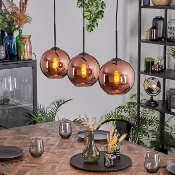 Koyoto Hängeleuchte Glas 20 cm Kupferfarben, 3-flammig