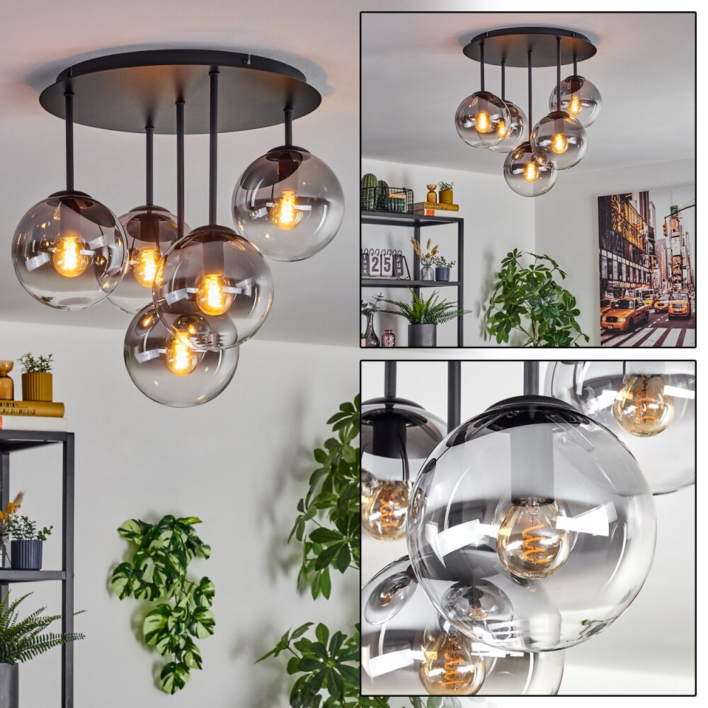 Gastor Deckenleuchte Glas 15 cm Klar, Rauchfarben, 5-flammig main product photo