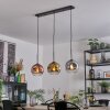 Ripoll Hängeleuchte Glas 20 cm Gold, Klar, Kupferfarben, Rauchfarben, 3-flammig