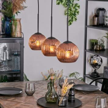 Ripoll Hängeleuchte Glas 15 cm Kupferfarben, 3-flammig