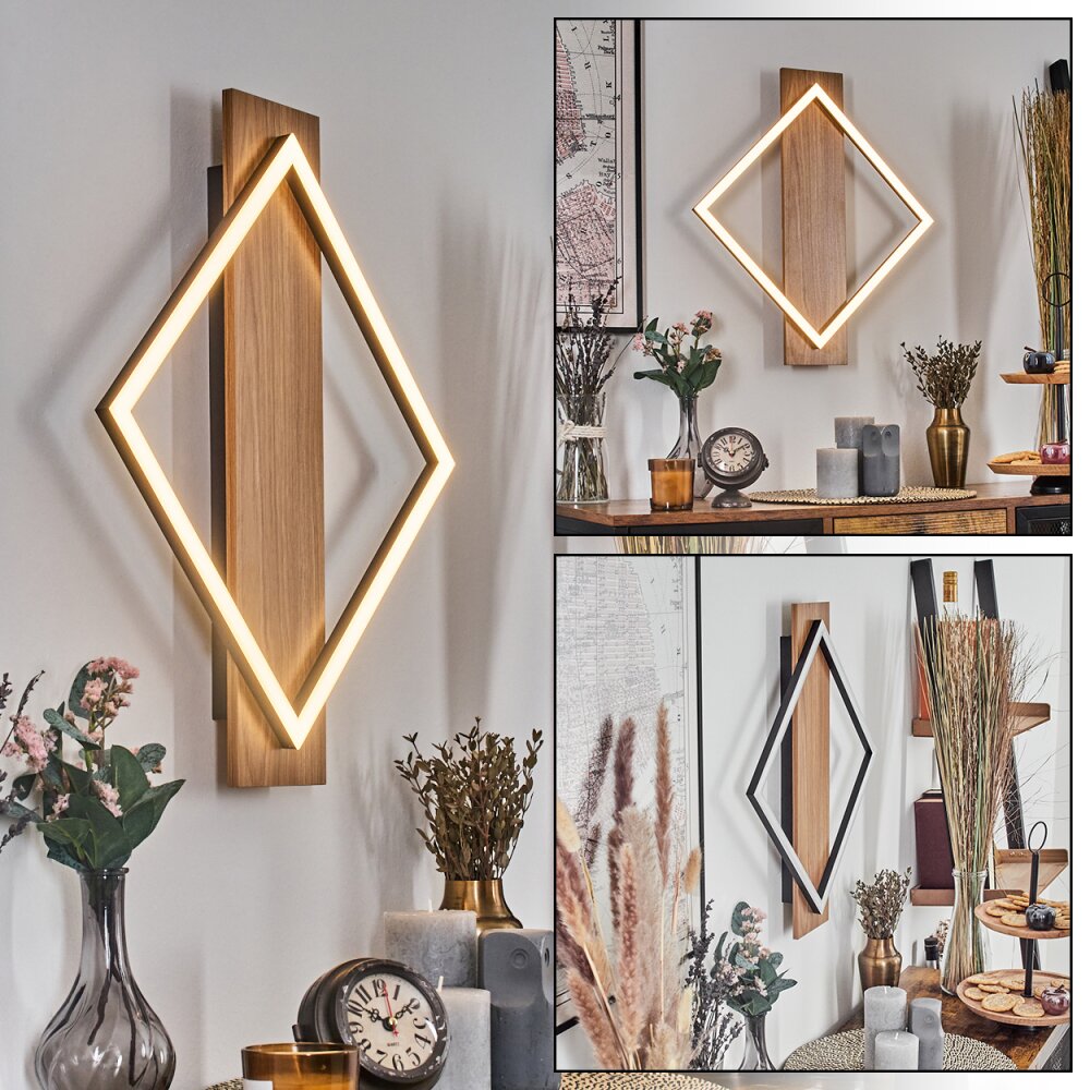 Cabanas Wandleuchte LED Holzoptik, Schwarz, 1-flammig main product photo