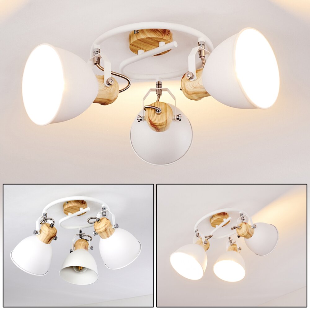Banjul Deckenleuchte Holz hell, Weiß, 3-flammig main product photo
