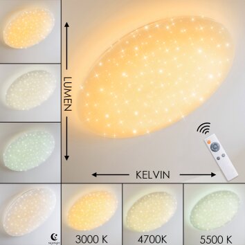 Deckenleuchte Grums LED Weiß, 1-flammig, Fernbedienung