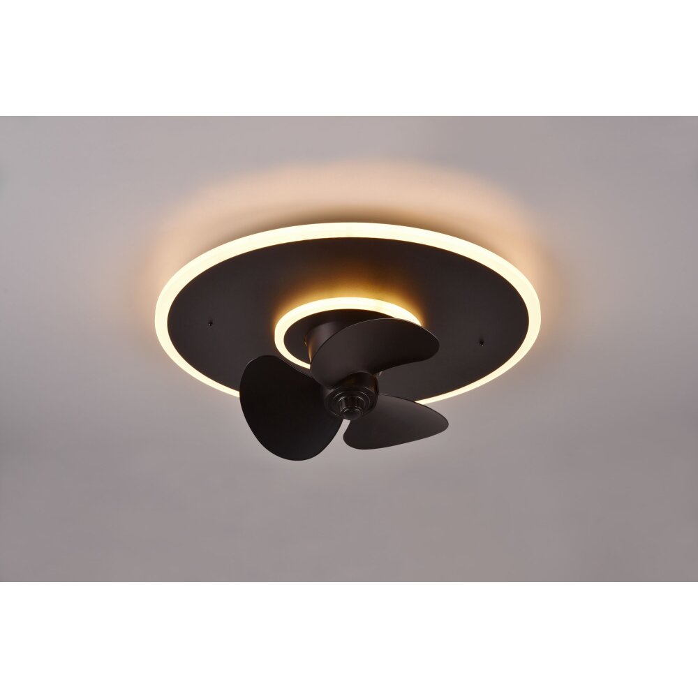 Reality Nybro Deckenventilator LED Schwarz, 1-flammig, Fernbedienung main product photo