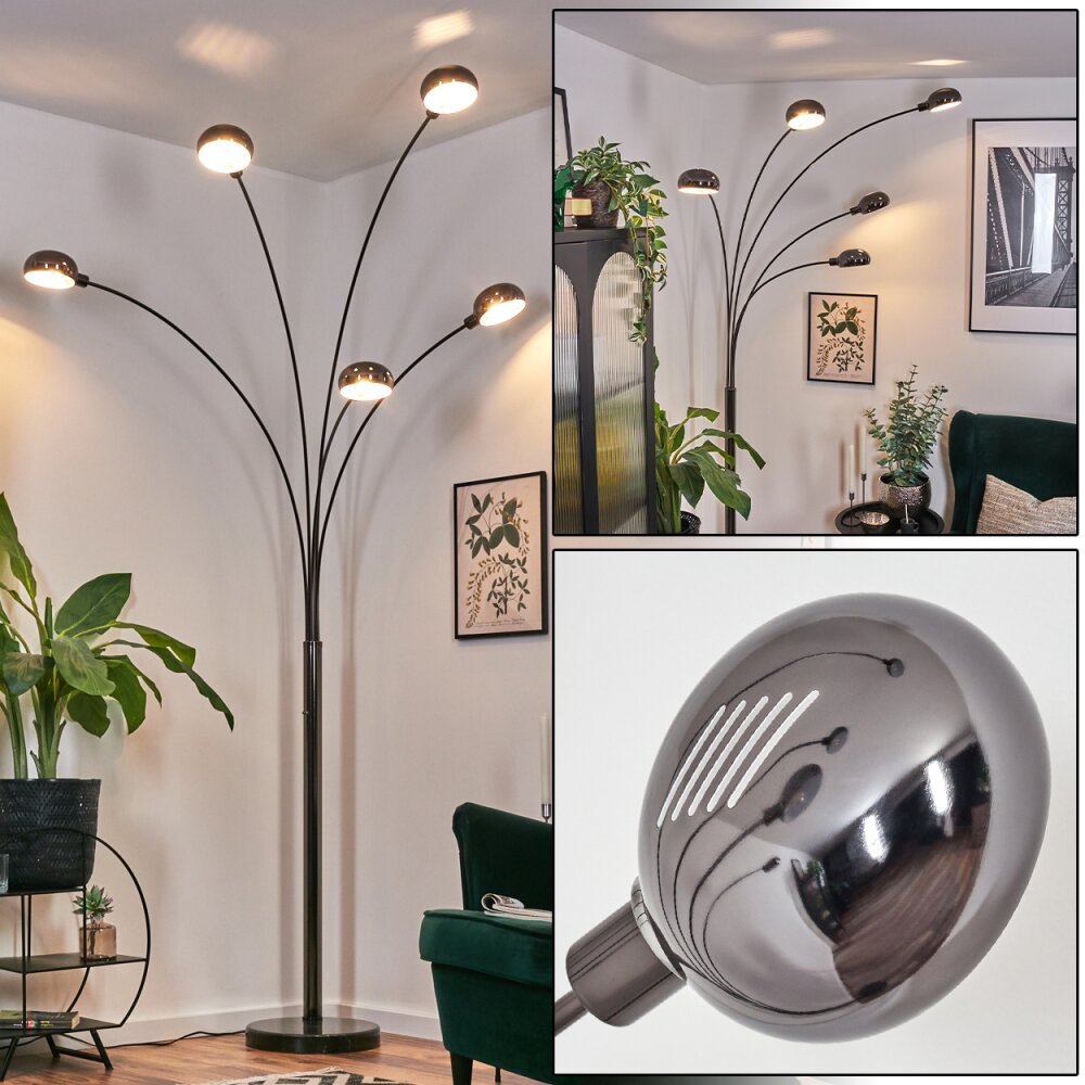 Nikkala Stehleuchte Chrom, Schwarz, 5-flammig main product photo