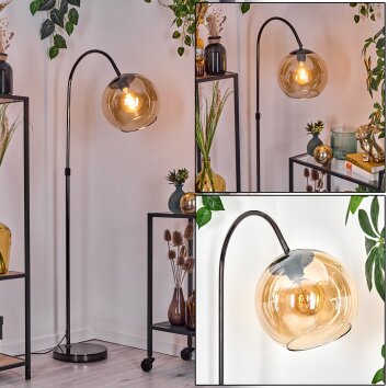 Koyoto Stehleuchte Glas 25 cm Chrom, Schwarz, 1-flammig