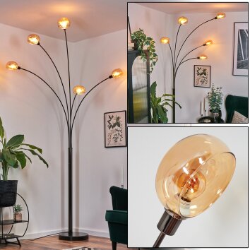 Nikkala Stehleuchte Chrom, Schwarz, 5-flammig
