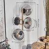 Koyoto Wandleuchte Glas 15 cm Gold, Schwarz, 3-flammig