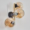 Koyoto Wandleuchte Glas 15 cm Gold, Schwarz, 3-flammig