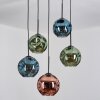 Ripoll Hängeleuchte Glas 20 cm Blau, Grün, Kupferfarben, 5-flammig