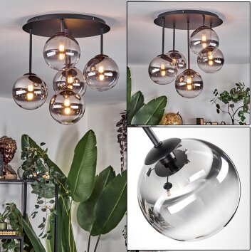 Chehalis Deckenleuchte Glas 15 cm Klar, Rauchfarben, 5-flammig