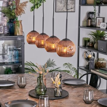 Ripoll Hängeleuchte Glas 15 cm Kupferfarben, 4-flammig