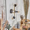 Gastor Wandleuchte Glas 15 cm Gold, Schwarz, 3-flammig