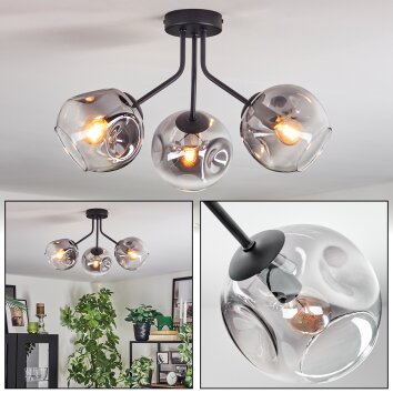 Ripoll Deckenleuchte Glas 15 cm Klar, Rauchfarben, 3-flammig