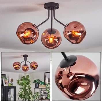 Ripoll Deckenleuchte Glas 15 cm Kupferfarben, 3-flammig