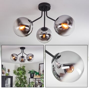 Gastor Deckenleuchte Glas 15 cm Chrom, Klar, Rauchfarben, 3-flammig