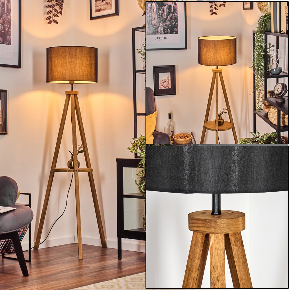 Soungou Stehleuchte 38 cm Holz dunkel, Schwarz, 1-flammig main product photo