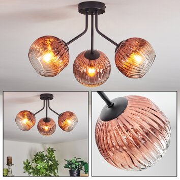 Ripoll Deckenleuchte Glas 15 cm Klar, Kupferfarben, 3-flammig