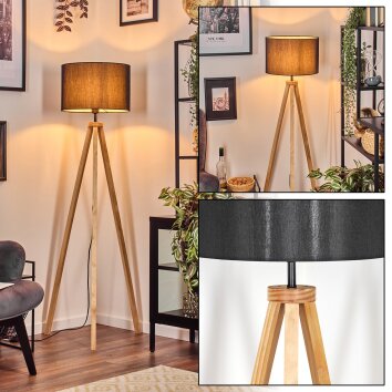 Soungou Stehleuchte 38 cm Naturfarben, Schwarz, 1-flammig