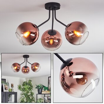 Koyoto Deckenleuchte Glas 15 cm Klar, Kupferfarben, 3-flammig