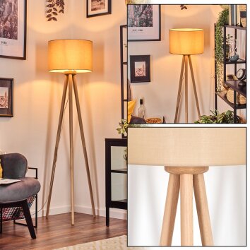 Soungou Stehleuchte 38 cm Holz hell, Weiß, 1-flammig