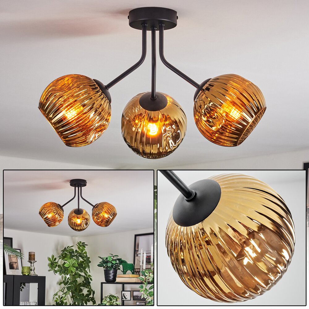 Ripoll Deckenleuchte Glas 15 cm Gold, 3-flammig main product photo