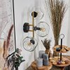 Ripoll Wandleuchte Glas 15 cm Gold, Schwarz, 3-flammig