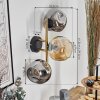 Ripoll Wandleuchte Glas 15 cm Gold, Schwarz, 3-flammig