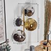 Ripoll Wandleuchte Glas 15 cm Gold, Schwarz, 3-flammig