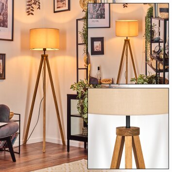 Soungou Stehleuchte 38 cm Naturfarben, Schwarz, 1-flammig