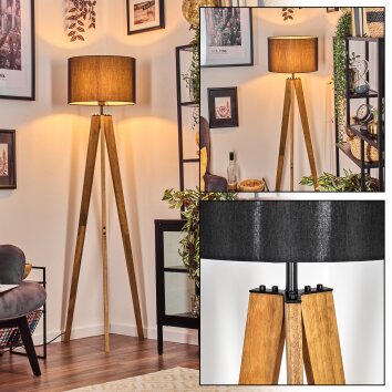 Soungou Stehleuchte 38 cm Naturfarben, Schwarz, 1-flammig