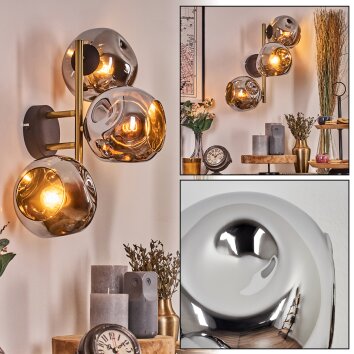 Ripoll Wandleuchte Glas 15 cm Gold, Schwarz, 3-flammig