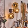 Ripoll Wandleuchte Glas 15 cm Gold, Schwarz, 3-flammig