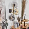 Ripoll Wandleuchte Glas 15 cm Gold, Schwarz, 3-flammig