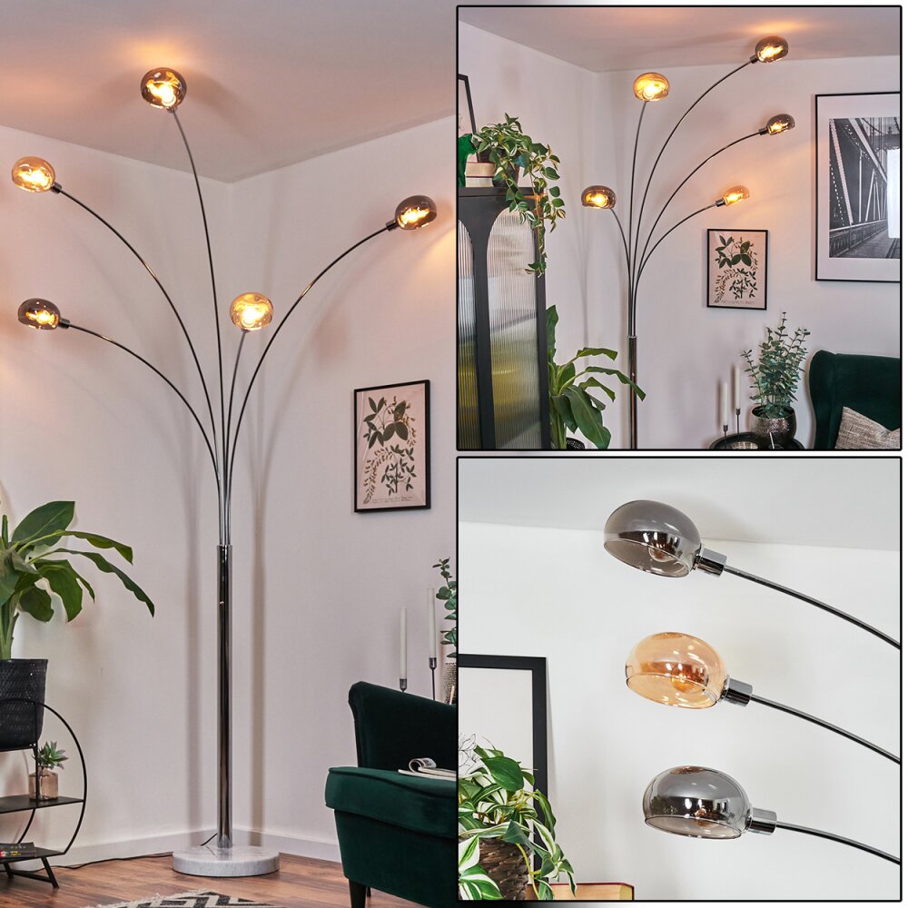 Nikkala Stehleuchte Chrom, Weiß, 5-flammig main product photo