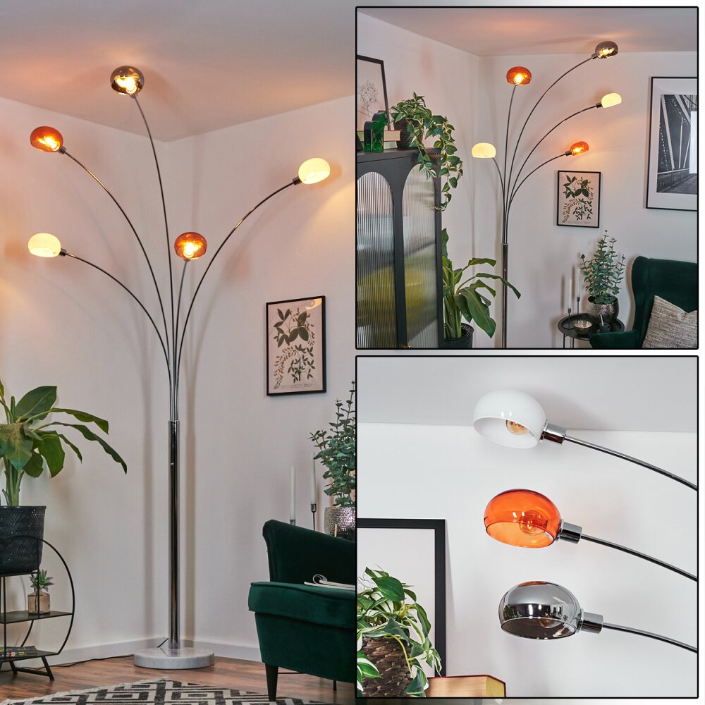 Nikkala Stehleuchte Chrom, Weiß, 5-flammig main product photo