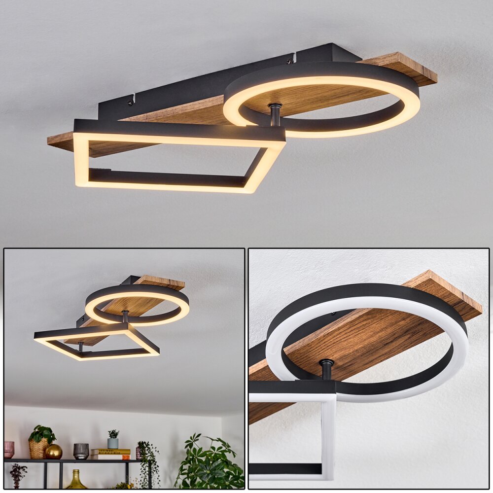 Cascada Deckenleuchte LED Braun, Holzoptik, Schwarz, 1-flammig main product photo